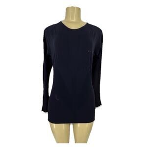 FALKE Large Women Ergonomic Sports System Top Long Sleeve Blue Crewneck X28v